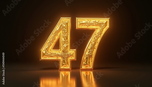 Golden Number 47: Elegant, Ornate, Glowing Digit photo