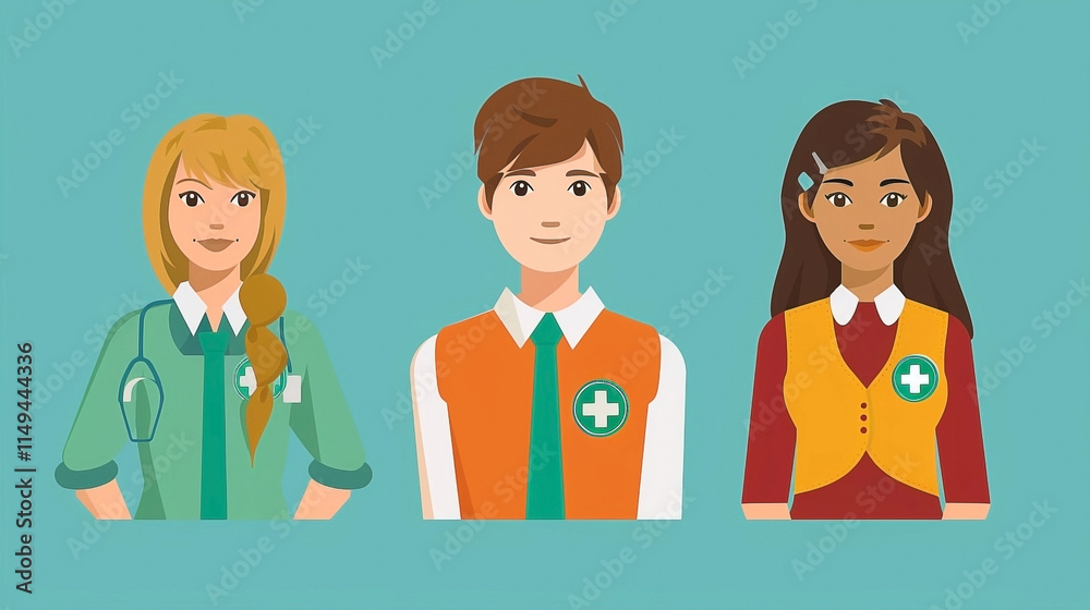 Icon Collection of Diverse Healthcare Team and Medical Plus Icon Collection of Diverse Healthcare Team and Medical Plus