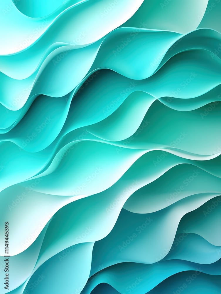Fototapeta premium Flowing Waves of Turquoise Polygraphy in Abstract Design for Background Use