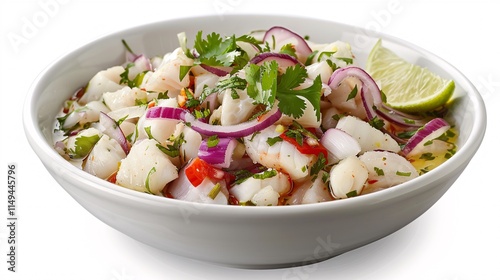 A refreshing serving of Peruvian Ceviche featuring