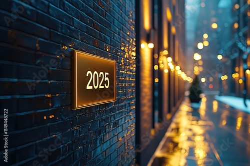 Vibrant 2025 Vision Statement Emblazoned Across Brick Building Facade - Forward-Thinking Concept Mockup