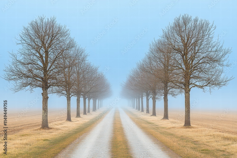 Fototapeta premium Misty Path Through Winter Trees