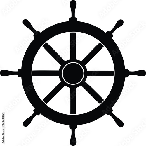 Ship steering silhouette, Steering wheel icon