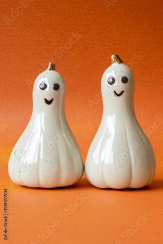 Cute Ghost Pumpkins Halloween Decor Ceramic Figurines photo