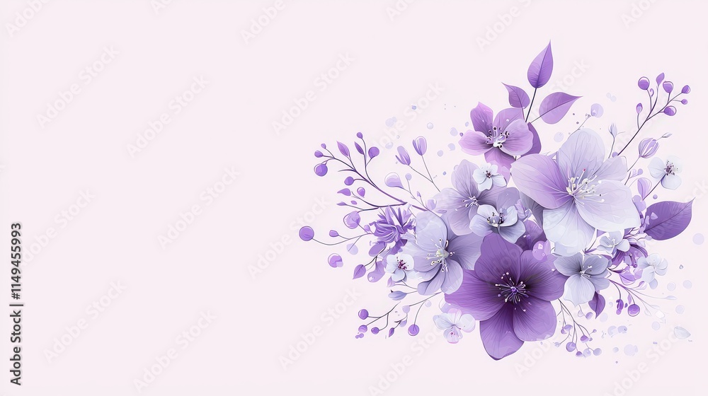 Elegant illustration of Larkspur flowers in rich tones of purple, with a minimalist approach, ideal for floral-themed graphics and decor. Elegant illustration of Larkspur flowers in rich tones of purple, with a minimalist approach, ideal for floral-themed graphics and decor.