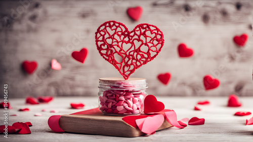 valentines day card with red rose