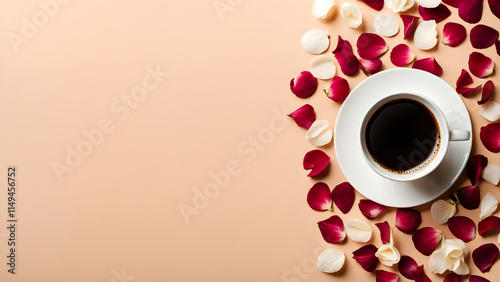 cup of coffee with red rose