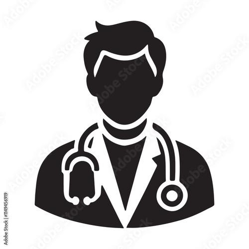 Male doctor profile picture with stethoscope icon silhouette vector illustration design