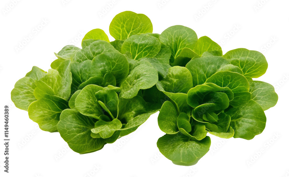 Fototapeta premium Fresh green butterhead lettuce on white background, healthy eating and nutrition concept