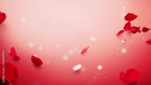 Romantic Red Rose Petals Falling Frame - Valentine's Day Animation