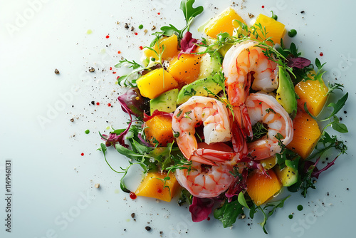 A shrimp, mango and avocado salad