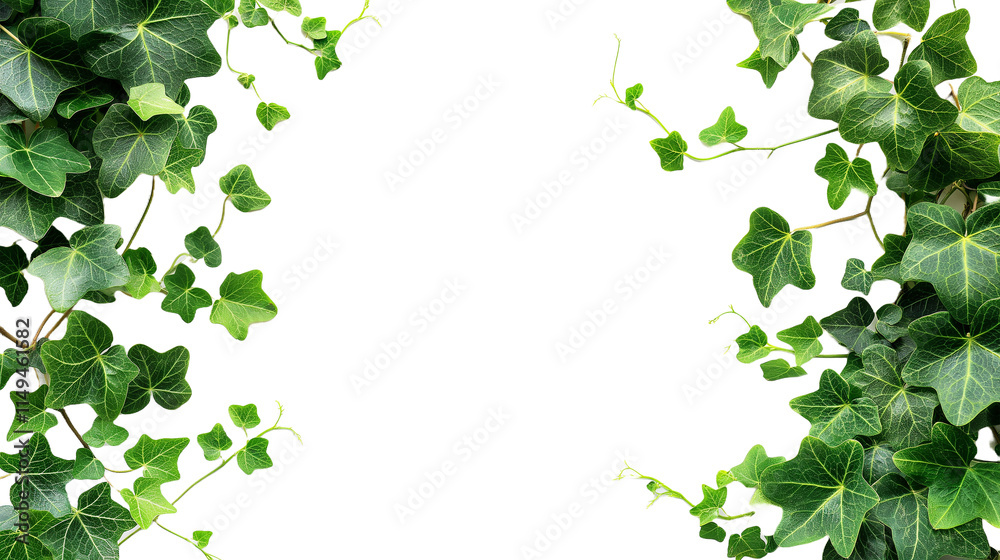Green Ivy Leaves Frame on Transparent Background Green Ivy Leaves Frame on Transparent Background