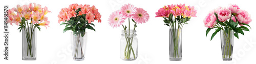 Wallpaper Mural PNG Vibrant floral arrangements in vases, element set on transparent background Torontodigital.ca