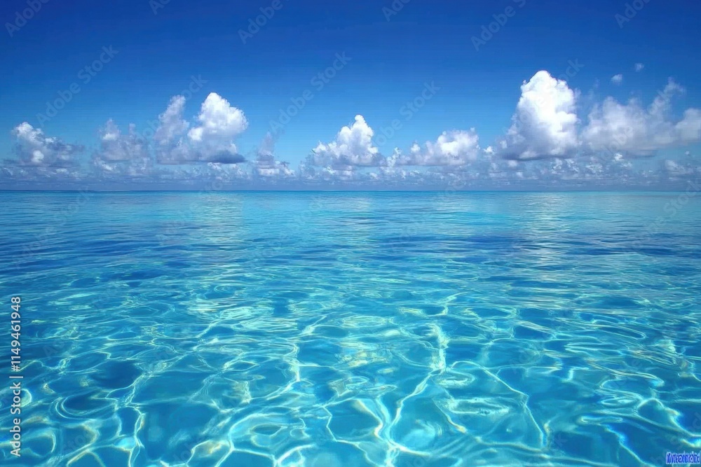 Fototapeta premium Serene Tropical Ocean Under Blue Sky