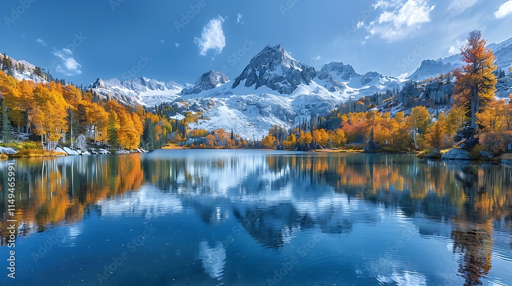 Fototapeta premium Mountain lake with a serene reflection
