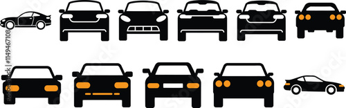 Sleek Car Silhouette Set for Automotive Design Projects. Perfect for Automotive Branding, Posters and Digital Art.