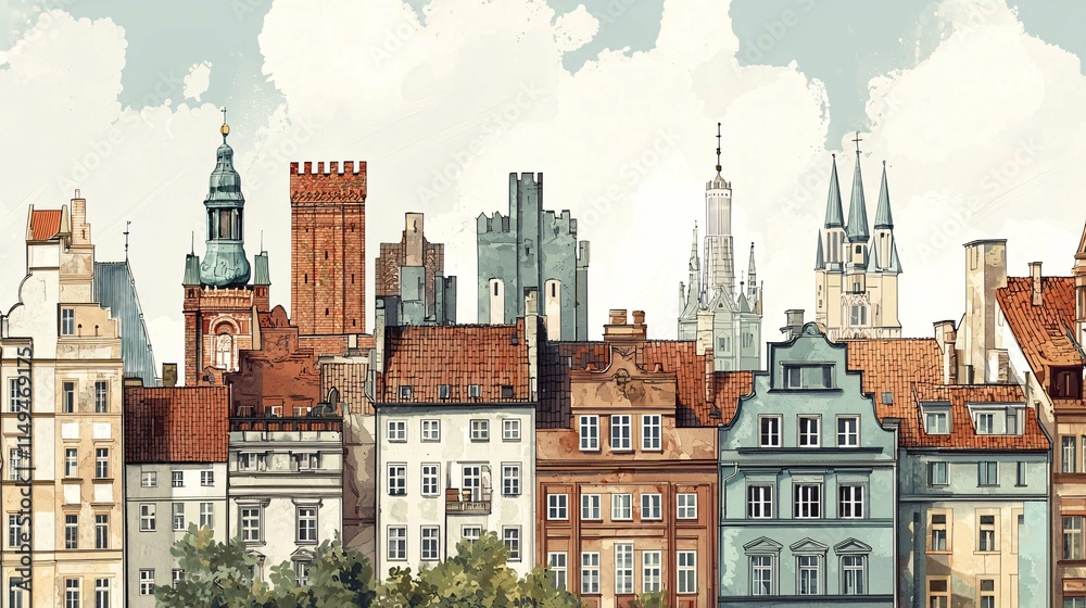 Fototapeta premium Explore Spain's architecture, featuring stunning facades, iconic landmarks, and a blend of Gothic and modernist styles that reflect its vibrant cultural heritage.