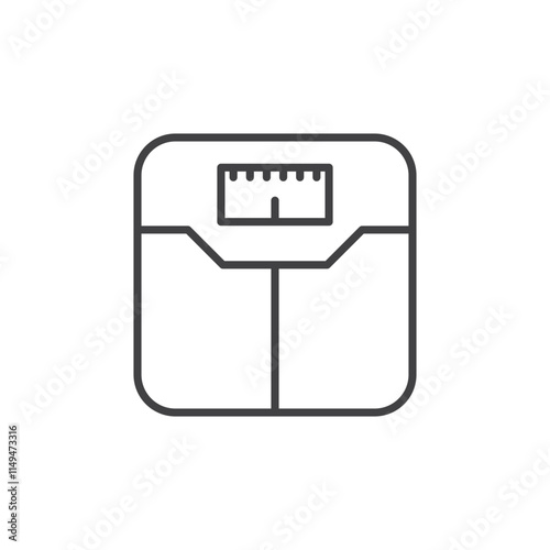 Weight scale thin outlined vector icon.