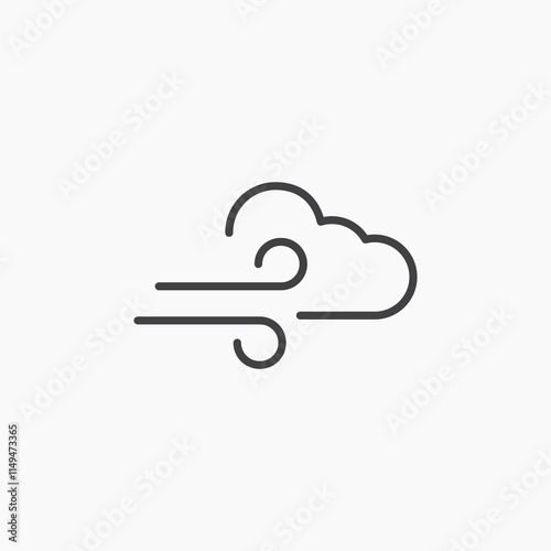 Wind clouds thin outlined vector icon.