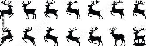 Elegant Deer Silhouette Set for  Rustic Branding, Custom T-Shirts and Seasonal Graphic Designs.