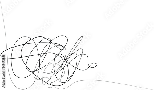 Coal line sketch, Seamless vector of scribble patterns, Ink pen scrawls, Random chaotic lines. Hand drawing insane tangled scribble clew, random chaotic pen doodle strokes art.eps