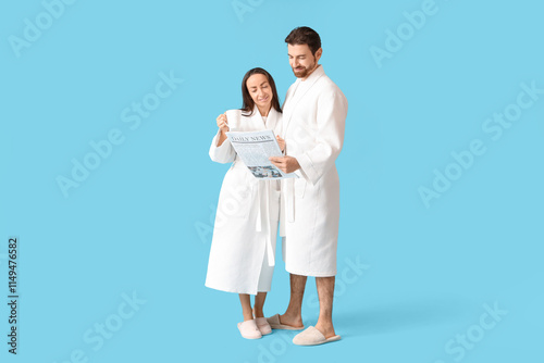 Loving couple in bathrobes ...