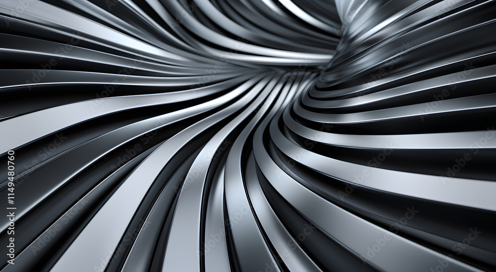 Naklejka premium Dynamic Black Flowing Lines AI generated