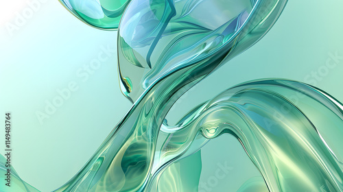 Serene Green and Blue Abstract Waves generate by AI