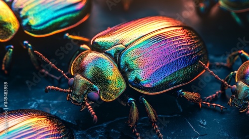 Iridescent Beetles with Glossy Finishes and Unique Colors photo