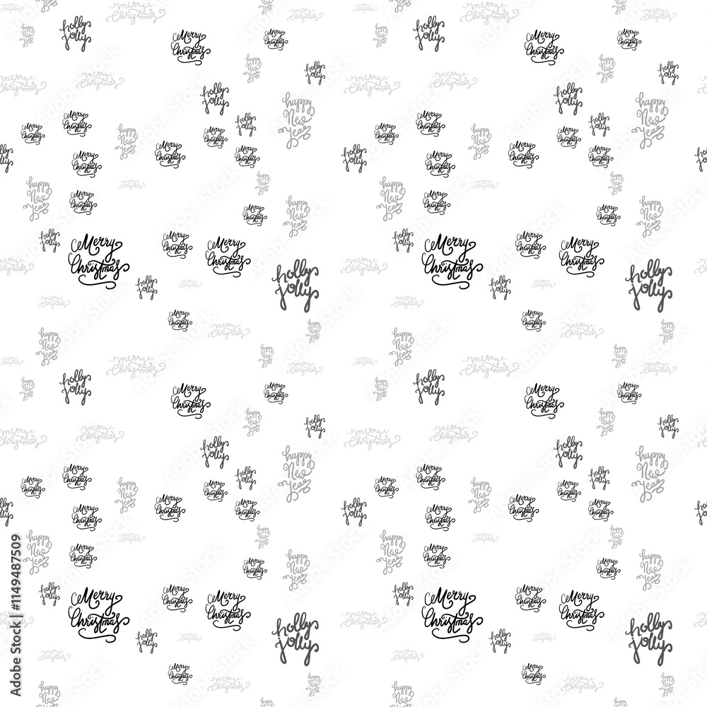 Seamless pattern with black toy balls, heart, star on white background. Flat line pine tree decoration icons, cute repeat wallpaper. Nice element for Christmas banner, wrapping. New year ornament. Seamless pattern with black toy balls, heart, star on white background. Flat line pine tree decoration icons, cute repeat wallpaper. Nice element for Christmas banner, wrapping. New year ornament.