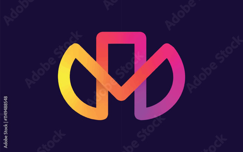 M V letter initials dot technology connection vector logo design and check mark in modern, simple, clean and abstract style.