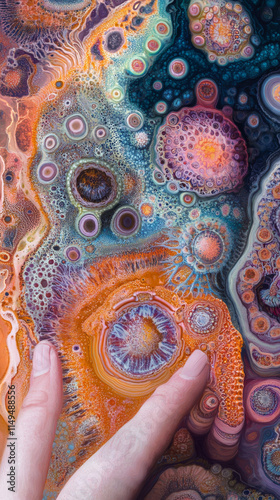 Paleo-Surreal Coccolith: Abstract Painting, Vivid Colors, Intricate Patterns