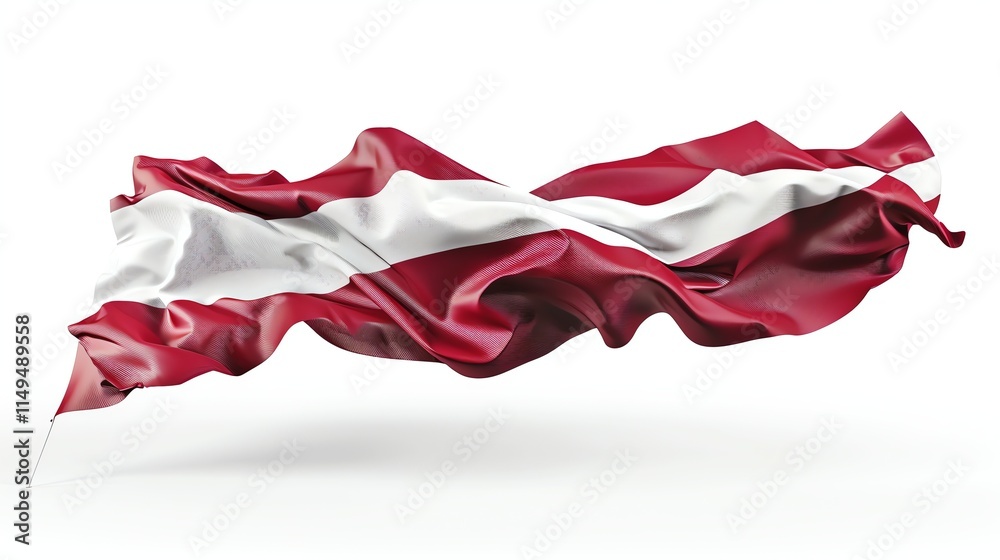 A waving flag of Latvia isolated on a white background. A waving flag of Latvia isolated on a white background.