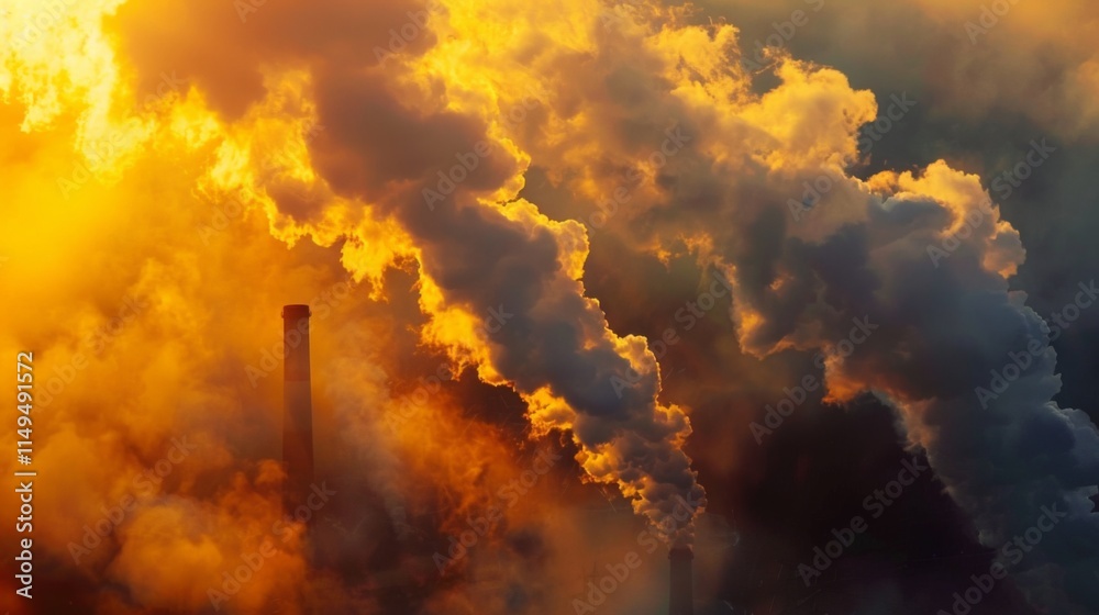 Obraz premium Industrial Processes in Agriculture Under Golden Skies