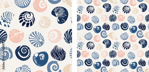 Seashell Marine Life Sea Underwater Seamless Pattern Vector Illustration