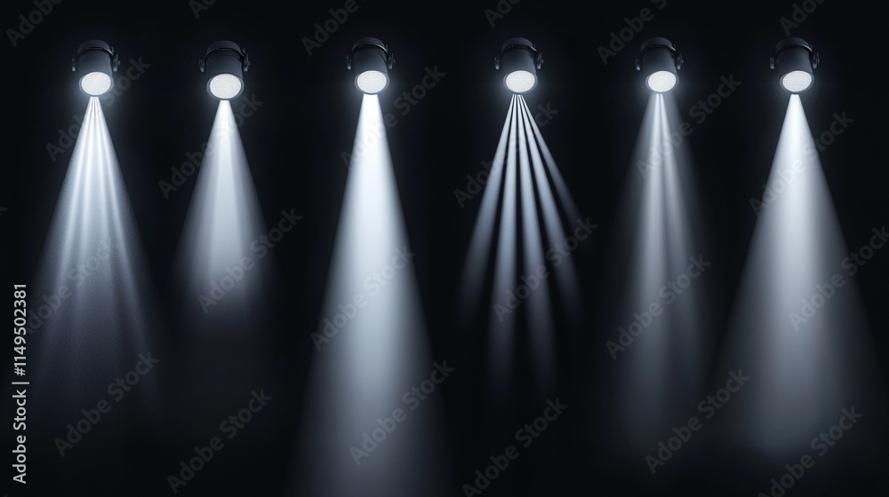 Obraz premium Stage lights illuminating a dark background for performance or event. 