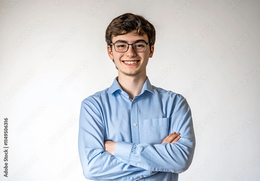 Portrait of a Smiling Young Man in a Light Blue Shirt Portrait of a Smiling Young Man in a Light Blue Shirt