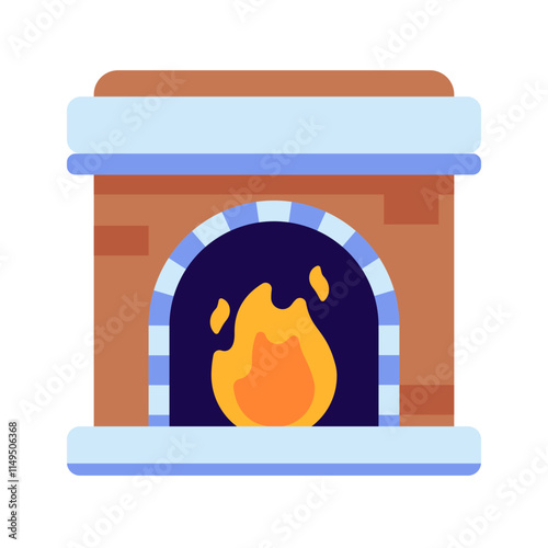Illustration of cozy fireplace. Fireplace icon isolated. 