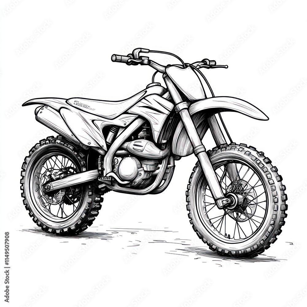 Fototapeta premium A Detailed Line Drawing Of A Motocross Dirt Bike