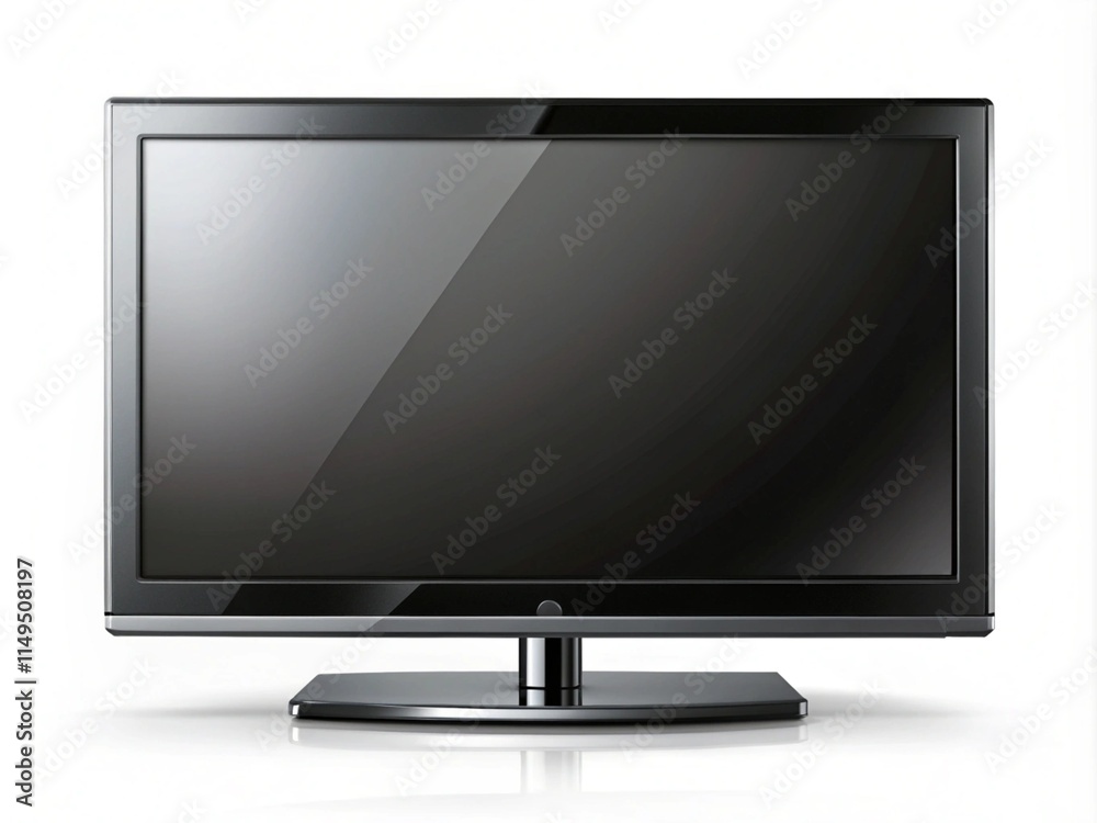 Modern Black TV Screen Isolated On A White Background Modern Black TV Screen Isolated On A White Background