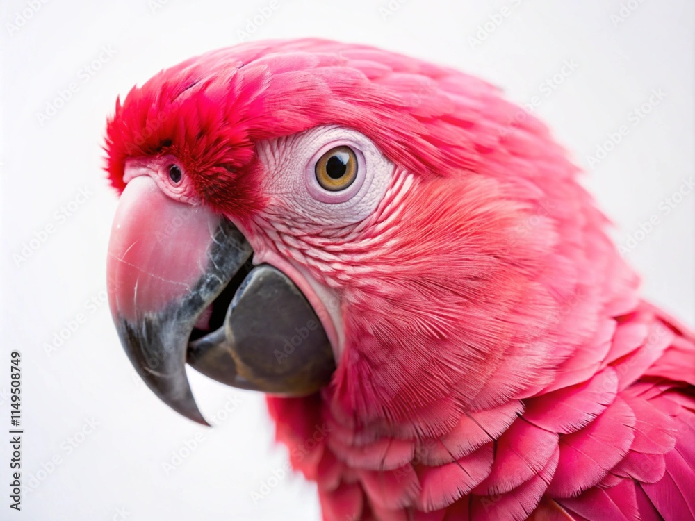 Obraz premium Close Up Of A Pink Parrot Isolated On White Background