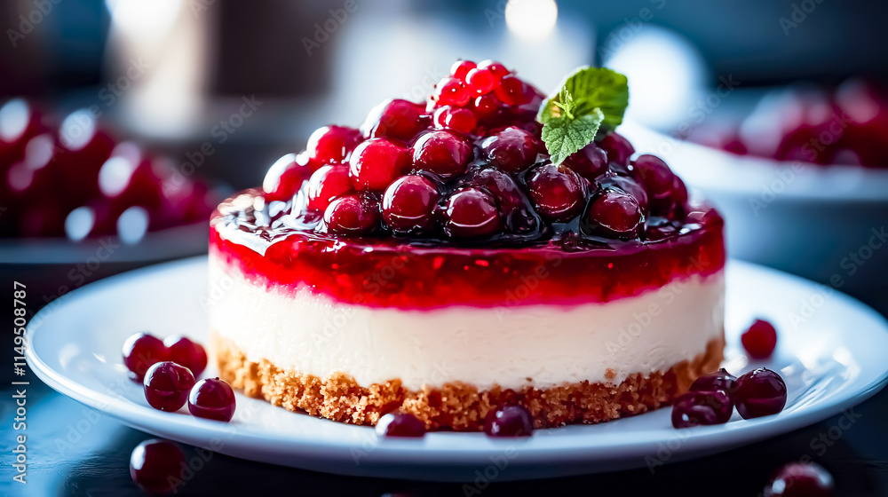 custom made wallpaper toronto digitalA white plate with a red and white cake with raspberries on top