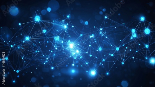 Abstract Blue Network Connection Technology Background