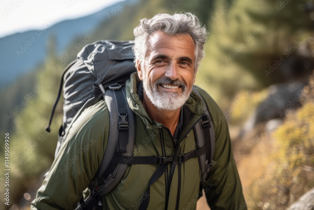 Portrait of a senior man hiking in the mountains. He is smiling and looking at camera. Portrait of a senior man hiking in the mountains. He is smiling and looking at camera.