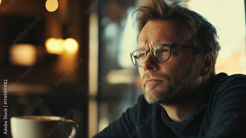 Contemplative Man at Coffee Contemplative Man at Coffee