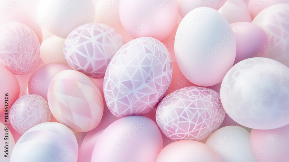 Pastel geometric easter eggs with soft patterns