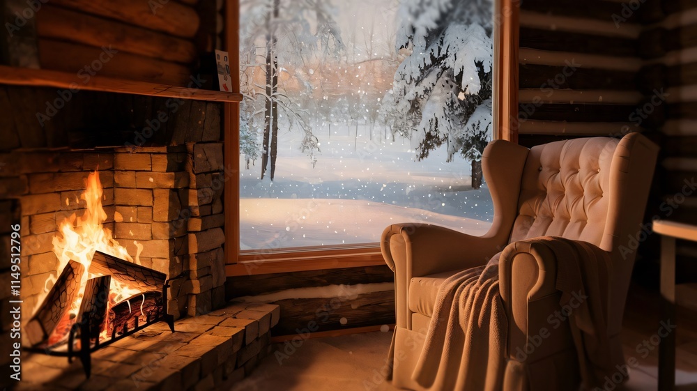 Obraz premium fireplace in cabin