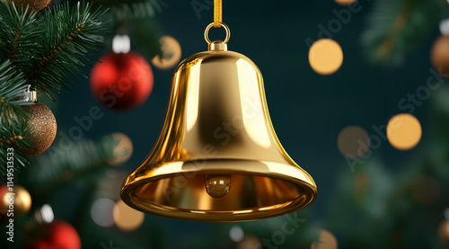 Wallpaper Mural 3D Gold Bell Icon with Holiday Blurred Background Torontodigital.ca