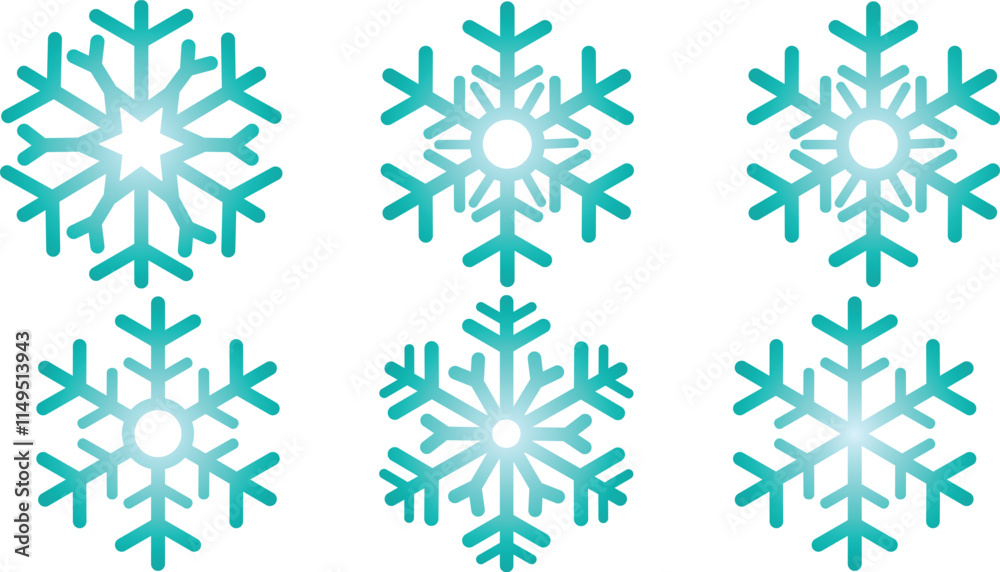 Fototapeta premium Set of Christmas snowflakes, snowfall in Christmas, set of snowflakes on white