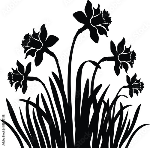 Hand-drawn flower silhouette classic botanical drawing style